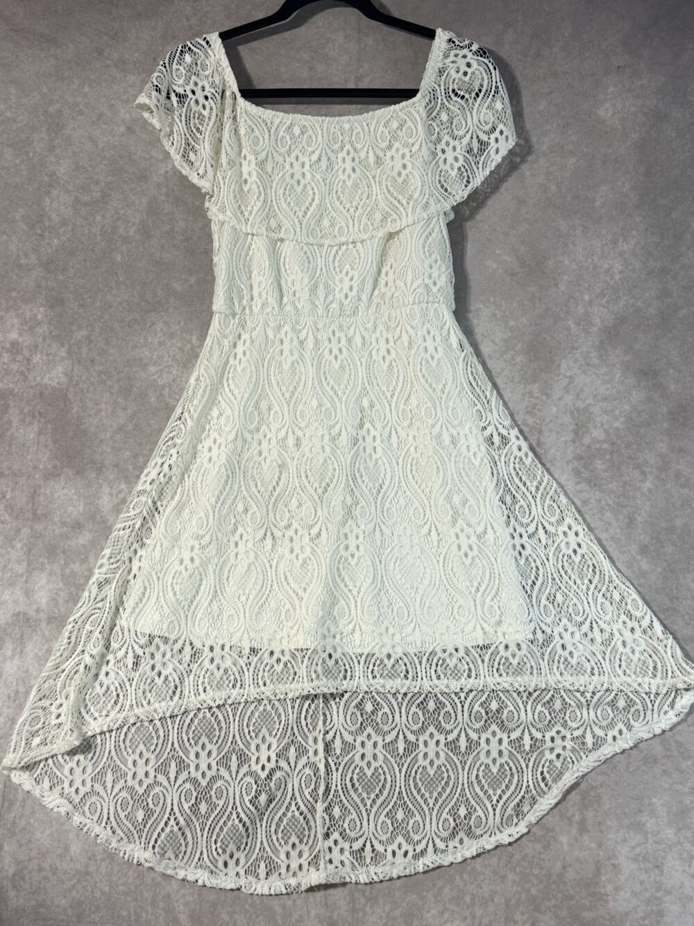 Almost Famous White Lace Off The Shoulder Hi Low Dress Women's Size M
